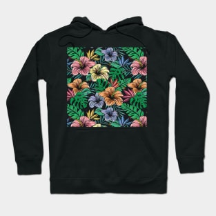 Tropical Bouquet of Hibiscus Colorful Flowers Hoodie